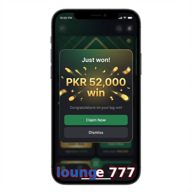 Main screen of Lounge 777 win page for PK players